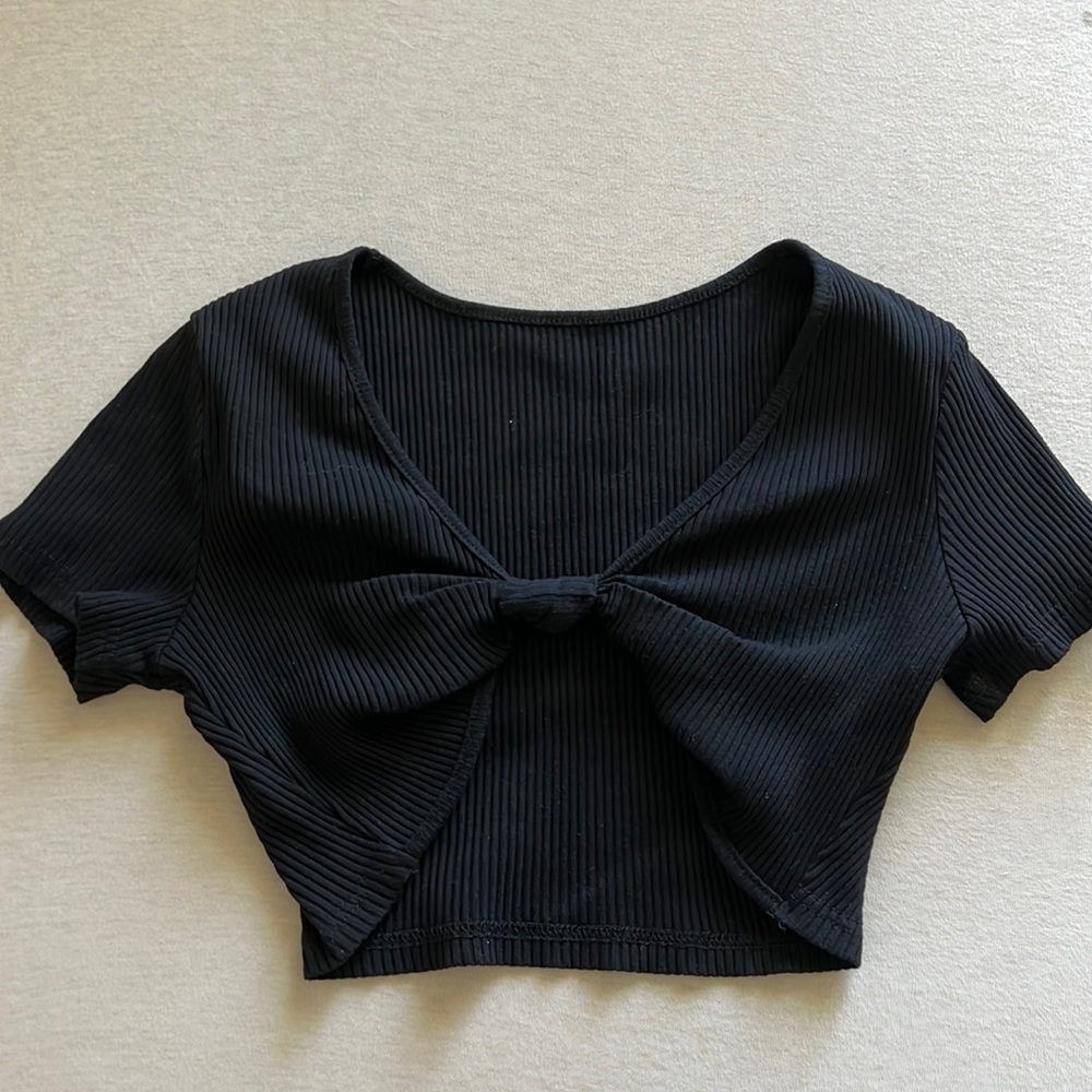 Super Cropped Tie Front Shirt